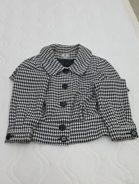 Worthington Women's Cropped Black & White Houndstooth Jacket